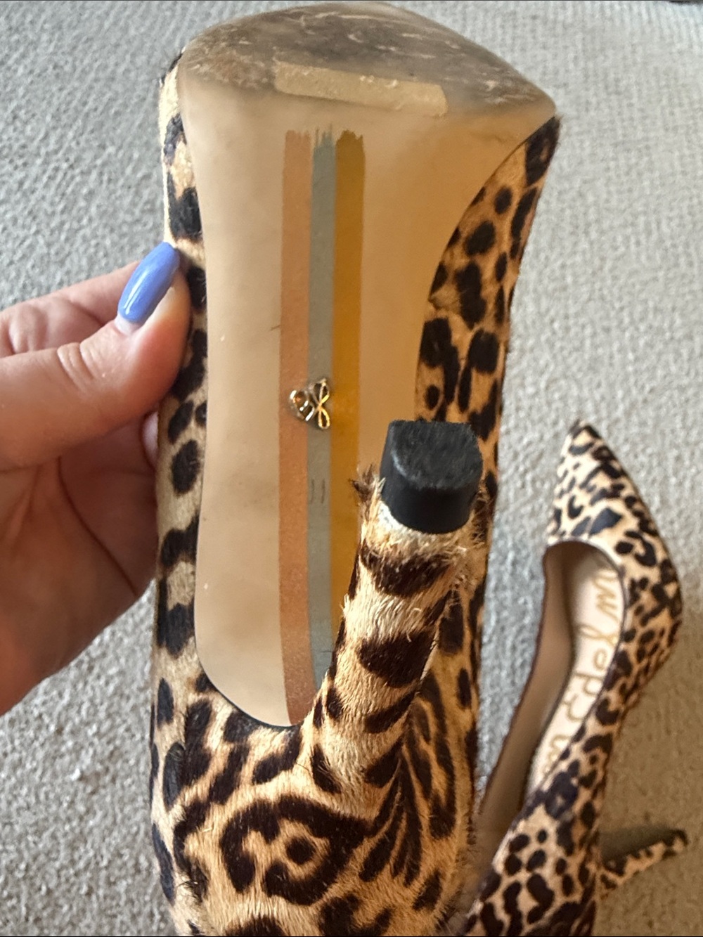 Sam Edelman Leopard Print Pointed Toe Pumps - Brown/Black - Picture 6 of 6